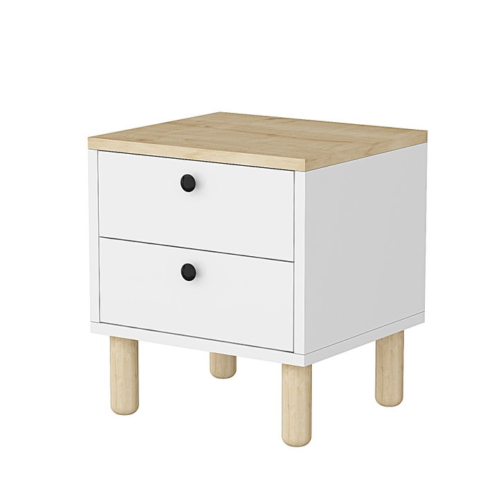 Hanah Home Rayme Mesita de Noche Roble Zafiro y Blanco